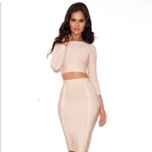 House of CB cream stretch two piece set
